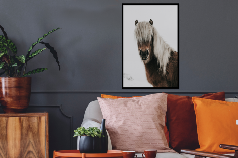 Poster met lijst - Paarden - Dieren - Portret - Bruin - Wit - Staand-thumbnail-2