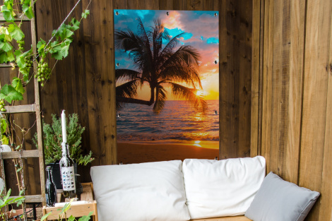 Outdoor Poster - Palme - Sonnenuntergang - Horizont - Strand - Meer - Tropisch - Vertikal-thumbnail-4