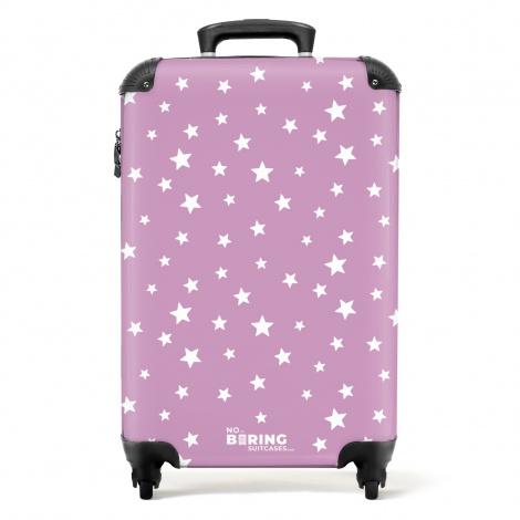 Koffer - Witte sterren op paarse achtergrond