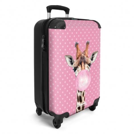 Koffer - Giraffe met kauwgombal voor roze stippen-2