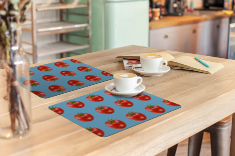Premium placemats (6 stuks) - Tomaten - Groenten - Blauw - 45x30 cm-3