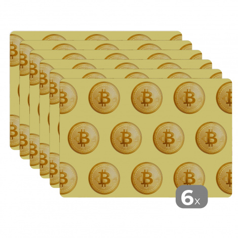 Tischset (6er Set) - Bitcoin - Gold - Muster - Gelb - 45x30 cm