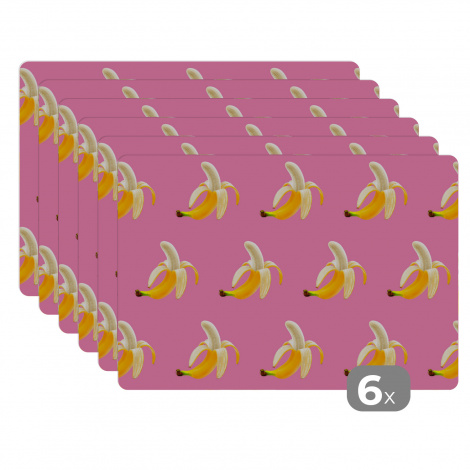 Premium placemats (6 stuks) - Banaan - Patronen - Roze - 45x30 cm-1