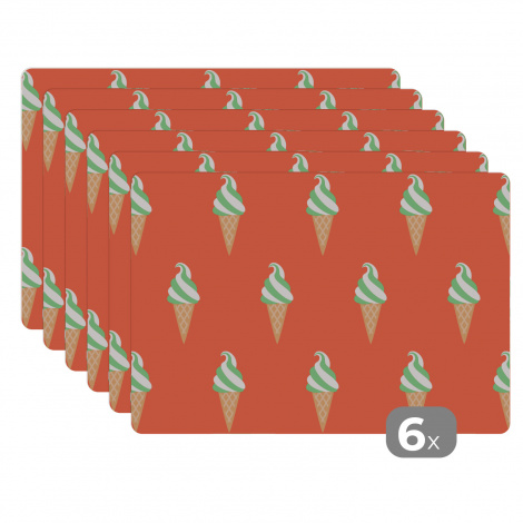 Premium placemats (6 stuks) - IJs - Patronen - Rood - Groen - 45x30 cm