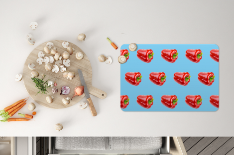 Tischset (6er Set) - Paprika - Gemüse - Muster - Blau - 45x30 cm-4