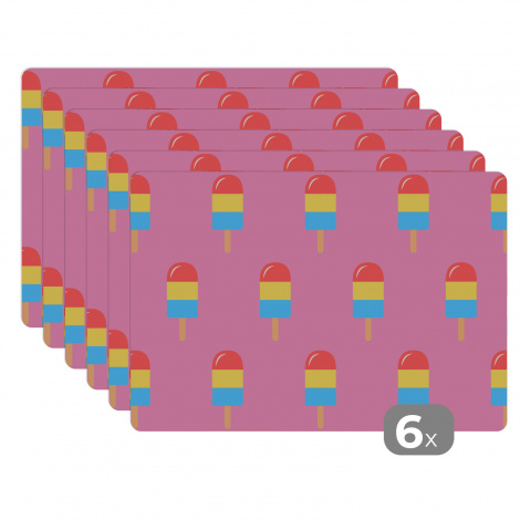 Premium placemats (6 stuks) - IJs - Patronen - Roze - 45x30 cm-thumbnail-1