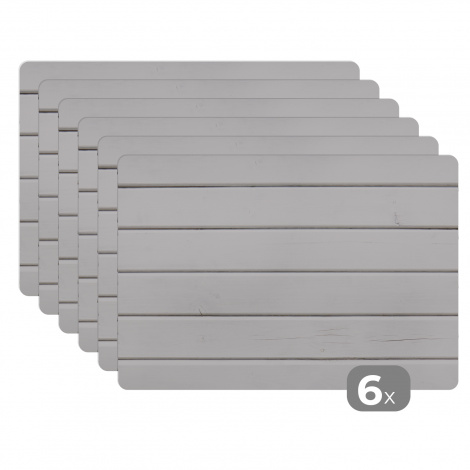 Premium placemats (6 stuks) - Witte planken structuur - 45x30 cm