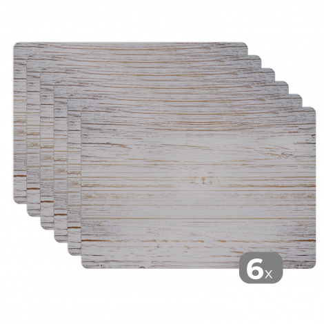 Premium placemats (6 stuks) - Structuur van witte planken - 45x30 cm-1