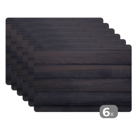 Premium placemats (6 stuks) - Zwarte achtergrond met een planken structuur - 45x30 cm