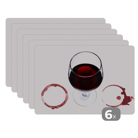 Tischset (6er Set) - Rotwein und Ringe auf einem weißen Hintergrund - 45x30 cm-thumbnail-1