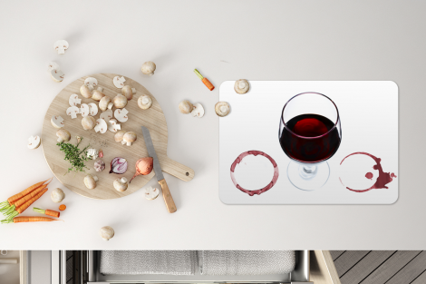 Premium placemats (6 stuks) - Rode wijn en ringen op een witte achtergrond - 45x30 cm-4