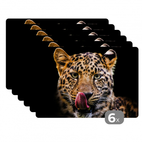 Tischset (6er Set) - Leopard - Schwarz - Nahaufnahme - 45x30 cm-thumbnail-1