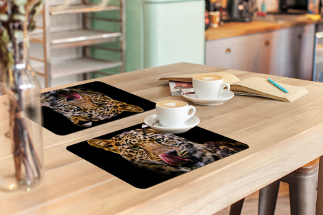 Premium placemats (6 stuks) - Luipaard - Zwart - Close up - 45x30 cm-thumbnail-3