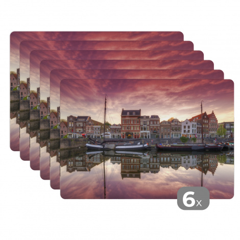 Premium placemats (6 stuks) - Rotterdam - Boot - Reflectie - 45x30 cm-1