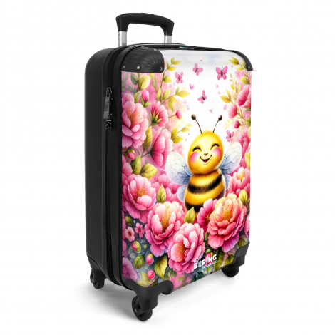 Koffer - Lachende bij tussen roze bloemen-2