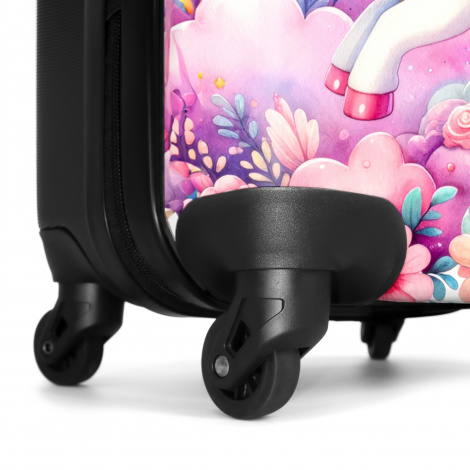 Koffer - Prinses en eenhoorn met regenboog en roze wolken-6