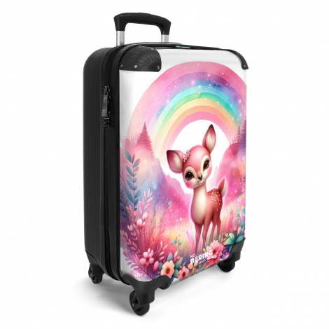 Koffer - Hertje in een roze sprookjeswereld met regenboog-2
