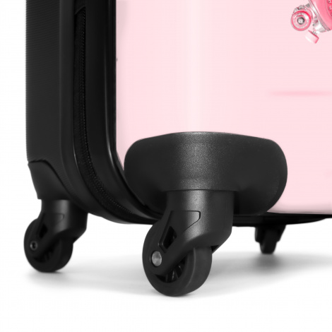 Koffer - Flamingo met roze rolschaatsen-6