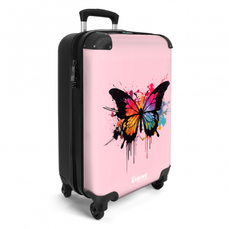 Koffer - Vlinder met verf op roze achtergrond-2