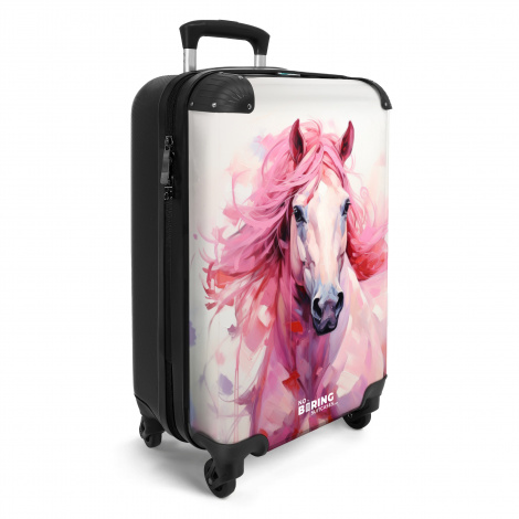 Koffer - Vooraanzicht van een roze paard van waterverf-2