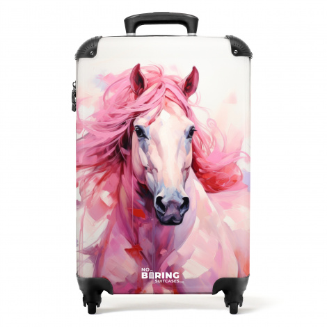Koffer - Vooraanzicht van een roze paard van waterverf