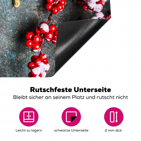 Herdabdeckplatte - Weihnachten - Rustikal - Zweige - Sternanis - Beeren - Rot-4