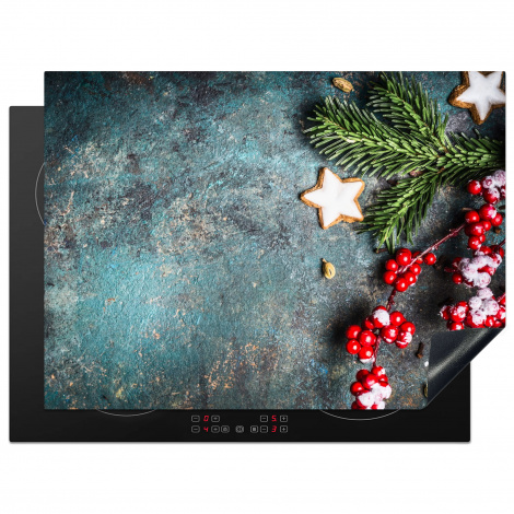 Herdabdeckplatte - Weihnachten - Rustikal - Zweige - Sternanis - Beeren - Rot