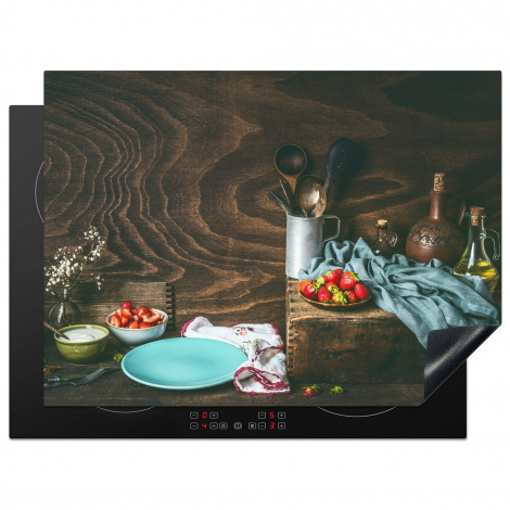 Herdabdeckplatte - Rustikal - Obst - Küchenutensilien - Erdbeere