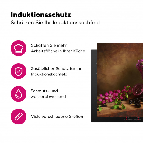 Herdabdeckplatte - Rustikal - Blumen - Rosa - Vase - Stilleben-3