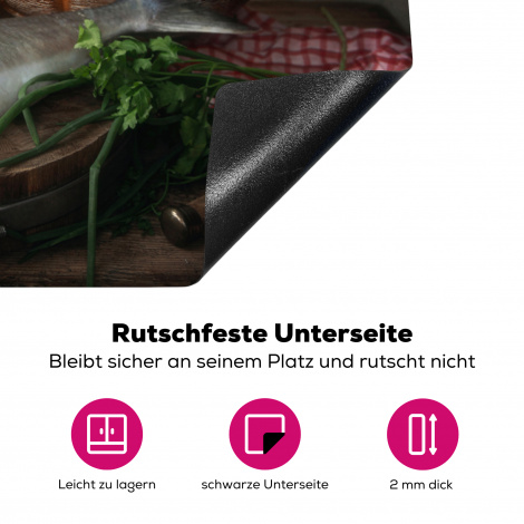 Herdabdeckplatte - Rustikal - Fisch - Stilleben - Gemüse - Kräuter-4