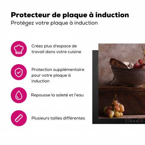 Protège-plaque à induction - Rustique - Raisins - Bol - Nature morte - Fruit-3