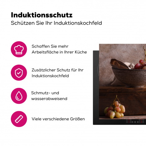 Herdabdeckplatte - Rustikal - Weintrauben - Schale - Stilleben - Obst-3