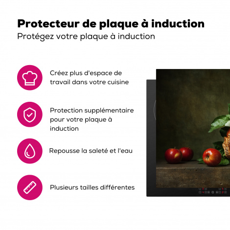Protège-plaque à induction - Rustique - Pomme - Fruit - Rouge - Panier - Nature morte-3