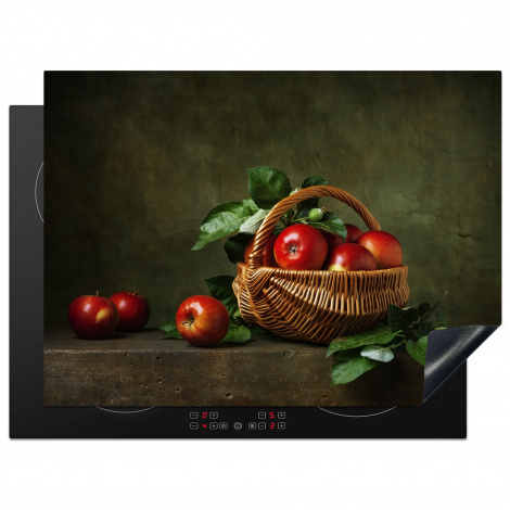 Herdabdeckplatte - Rustikal - Apfel - Obst - Rot - Korb - Stilleben