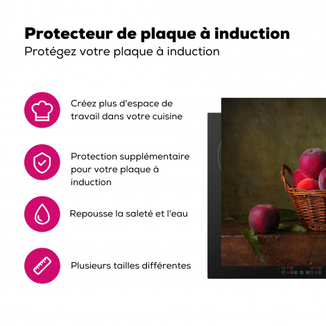 Protège-plaque à induction - Panier - Prune - Rose - Rustique - Fruit - Nature morte-3