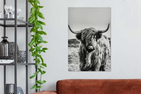 Canvas - Schotse hooglander - Zwart - Wit-2