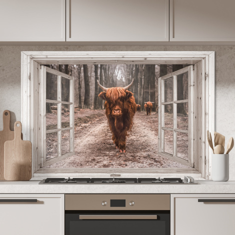 Spatscherm keuken - Doorkijk - Schotse Hooglander - Raam-4