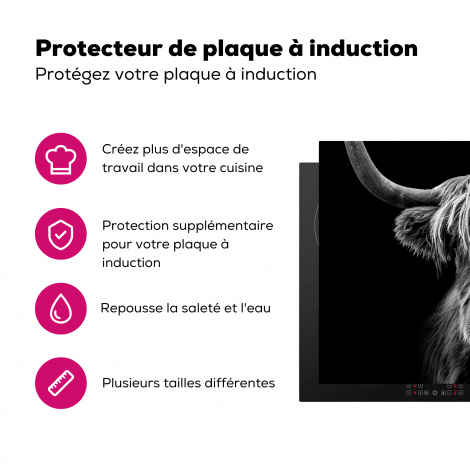Protège-plaque à induction - Highlander écossais - Cornes - Noir - Blanc - Vache - Sauvage - Animaux-3