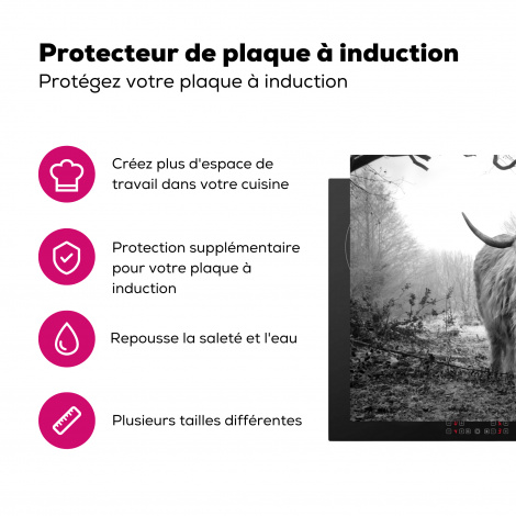 Protège-plaque à induction - Highlander écossais - Forêt - Brouillard - Vache - Animaux - Nature-3