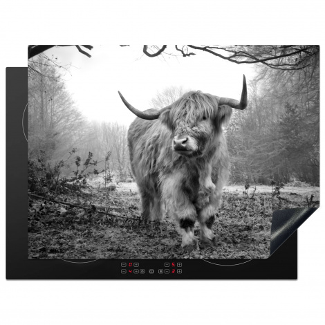 Herdabdeckplatte - Schottischer Highlander - Wald - Nebel - Kuh - Tiere - Natur