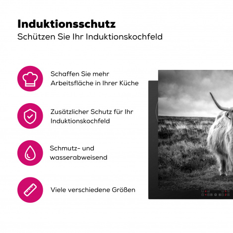 Herdabdeckplatte - Schottischer Hochländer - Tiere - Wolken - Kuh - Natur-3