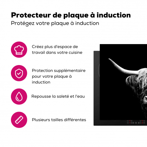 Protège-plaque à induction - Highlander écossais - Vache - Noir - Blanc - Animaux-3