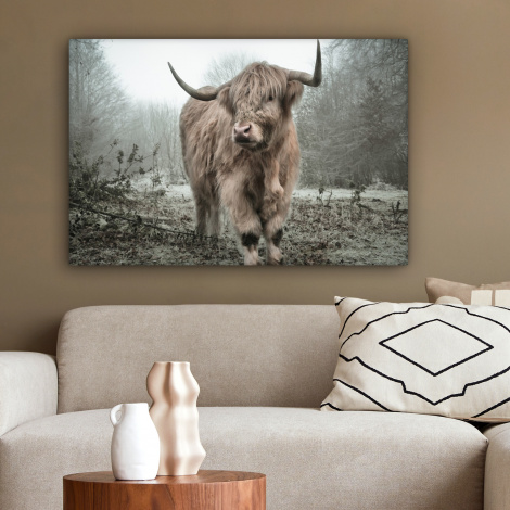 Canvas schilderij - Schotse hooglander - Natuur - Herfst - Dieren - Wild - Bos-2