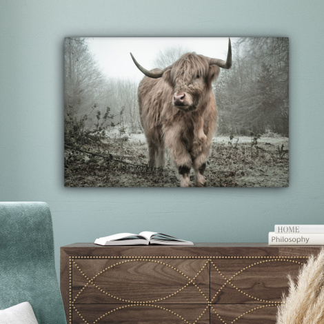 Canvas schilderij - Schotse hooglander - Natuur - Herfst - Dieren - Wild - Bos-4
