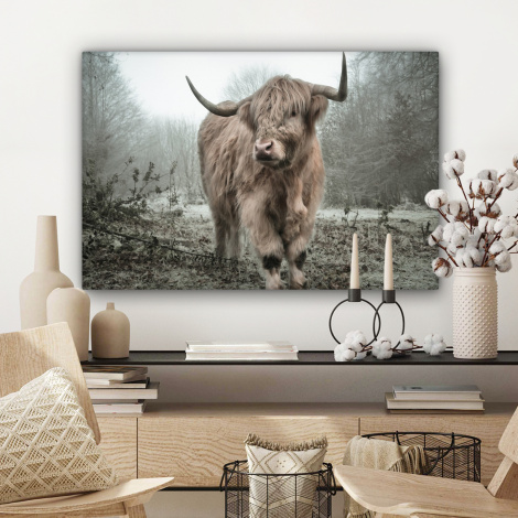 Canvas schilderij - Schotse hooglander - Natuur - Herfst - Dieren - Wild - Bos-3