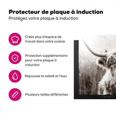 Protège-plaque à induction - Highlander écossais - Vache - Animaux - Noir - Blanc-3