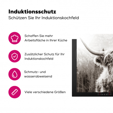 Herdabdeckplatte - Schottischer Highlander - Kuh - Tiere - Schwarz - Weiß-3