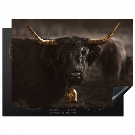 Protège-plaque à induction - Scottish highlander - Or - Cloche à vache - Cornes - Animaux