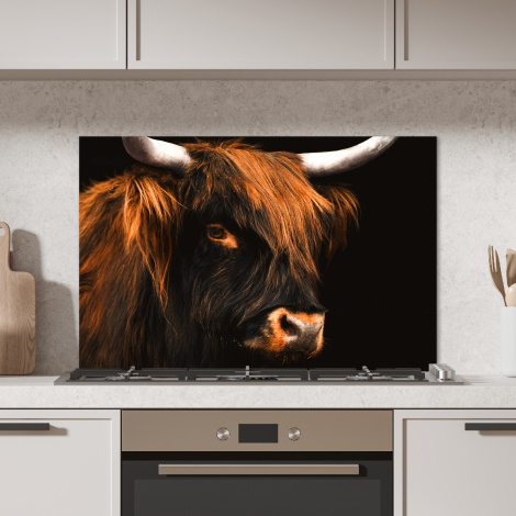 Spatscherm keuken - Schotse hooglander - Zwart - Koe - Hoorn - Dieren-4