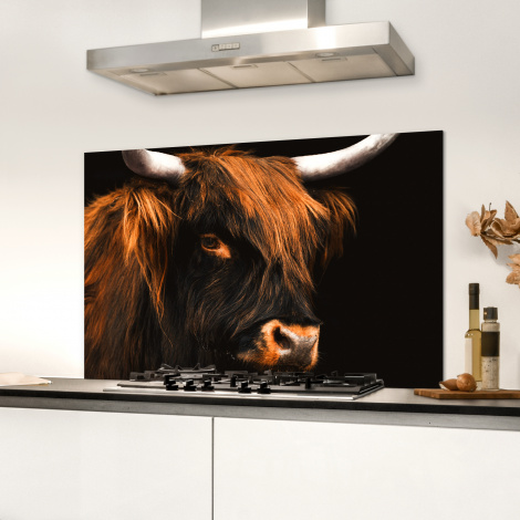 Spatscherm keuken - Schotse hooglander - Zwart - Koe - Hoorn - Dieren-3
